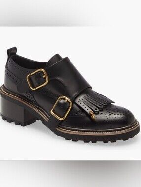 Chloe Black Leather Fringe Loafer